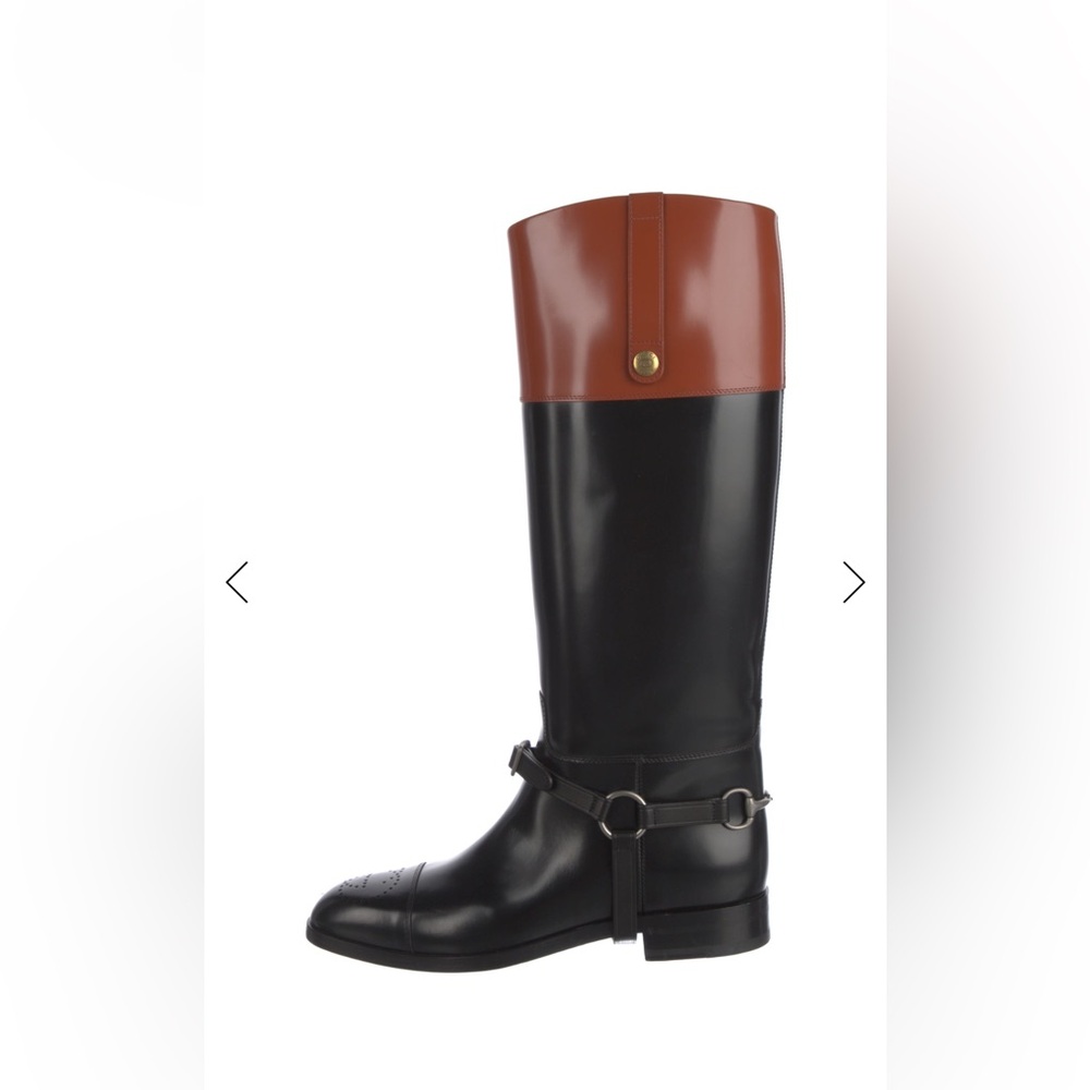 Gucci Black and Brown Two-Tone Leather Riding Boots - Men